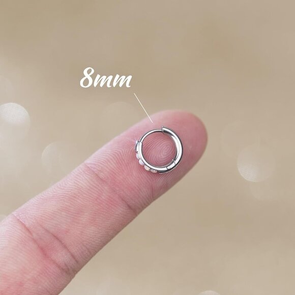 Dainty Opal Hoop Earrings: Medical-Grade Steel for Safe and Stylish Piercings - Picture 4 of 7